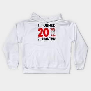 I Turned 20 In Quarantine Funny Cat Facemask Kids Hoodie